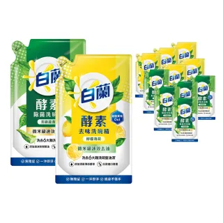 【白蘭】酵素去味洗碗精補充包_箱購800gx12(檸檬薄荷/茶樹蘆薈)