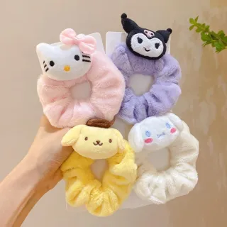 【東京 Ito】毛絨兒童卡通可愛髮圈(扎頭繩高彈性橡皮筋女髮飾品 庫洛米 布丁玉桂狗)