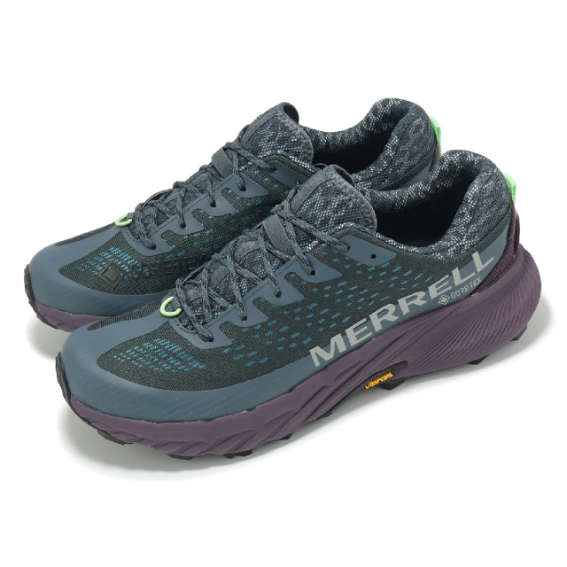 MERRELLMERRELL 越野跑鞋 Agility Peak 5 GTX 男鞋 藍 紫 防水 黃金大底 回彈 戶外 運動鞋(ML068187)