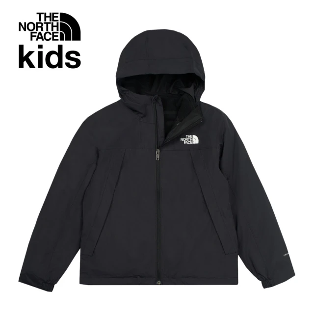 The North Face 北面兒童黑色防水透氣舒適保暖連帽抓絨內裡三合一外套｜8AKBJK3