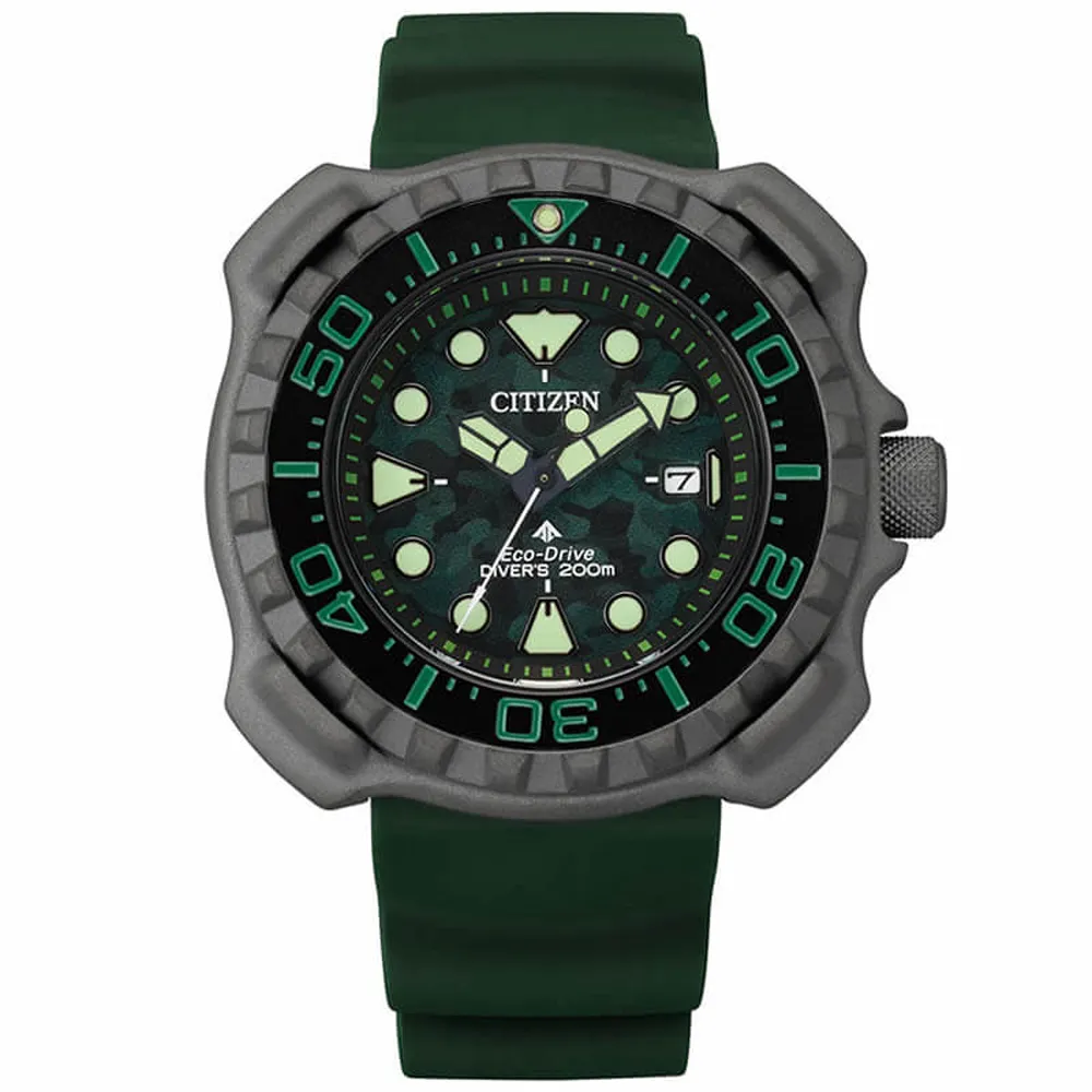 【CITIZEN 星辰 官方授權】PROMASTER 迷彩風光動能鈦金屬200米潛水錶-45.8mm 情人節 禮物(BN0228-06W)