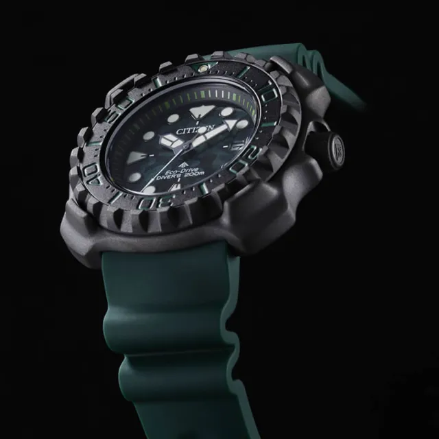 【CITIZEN 星辰 官方授權】PROMASTER 迷彩風光動能鈦金屬200米潛水錶-45.8mm 情人節 禮物(BN0228-06W)