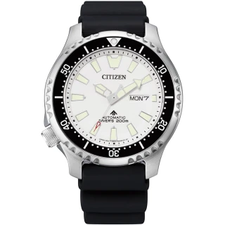 【CITIZEN 星辰 官方授權】PROMASTER亞洲限定 鋼鐵河豚EX 潛水機械錶-44mm/白 情人節 禮物(NY0118-11A)