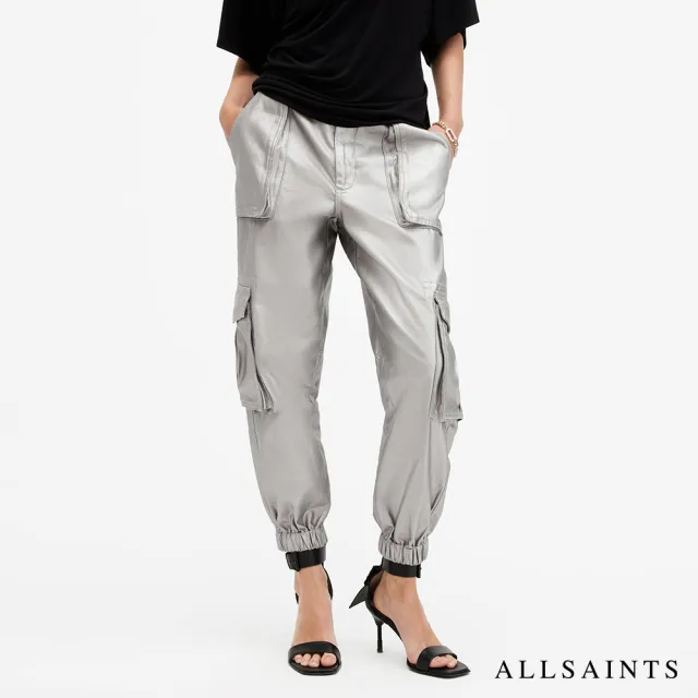 【ALLSAINTS】FRIEDA 漆皮高腰軍裝工裝長褲 W067TA(常規版型)