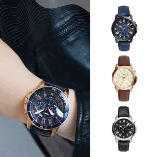 【FOSSIL】經典三眼計時 皮革手錶 男錶 父親節(共11款)