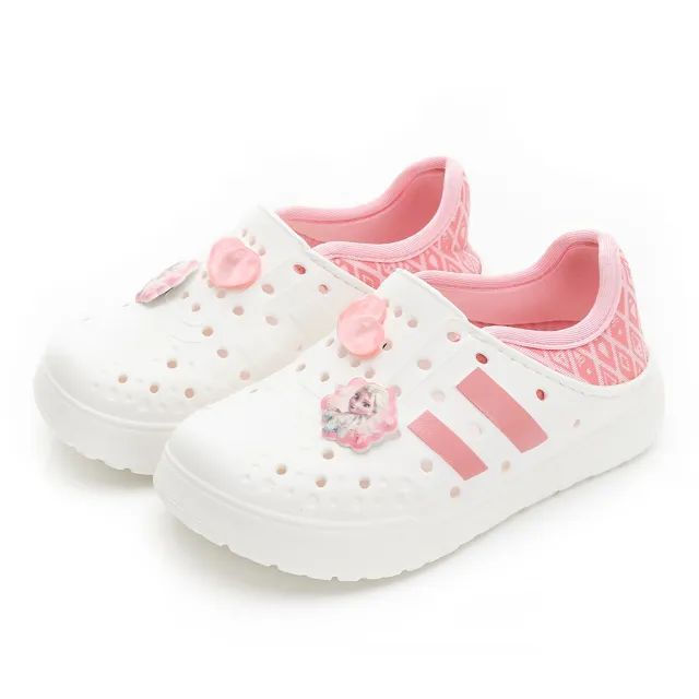 【Disney 迪士尼】童鞋 冰雪奇緣 輕量洞洞鞋/輕量 防水 透氣 白粉 台灣製(FOKG41943)