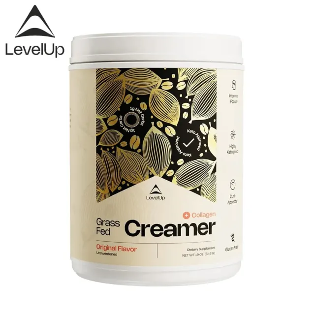 【LEVELUP】純淨C8 MCT防彈即溶粉 純C8 MCT+草飼奶油(540g/罐)