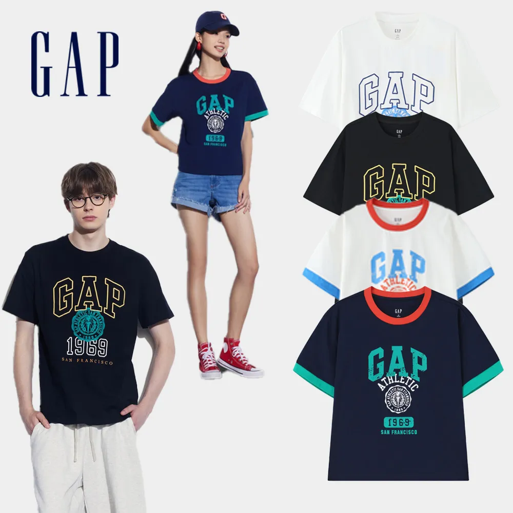 【GAP】男女裝 Logo印花純棉圓領短袖T恤-多款任選(465583&465261)