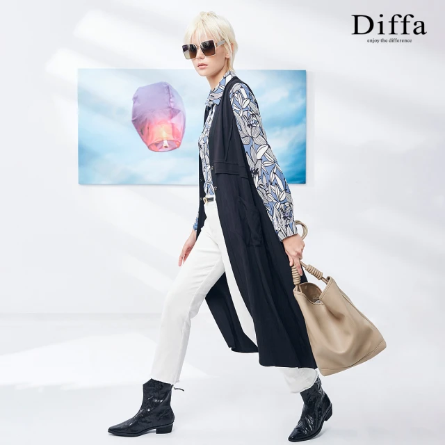 Diffa 時尚長版背心式外套-女