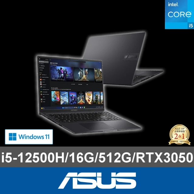 ASUS 華碩ASUS 筆電包/滑鼠組★16吋i5 RTX3050筆電(Vivobook 16X K3605ZC/i5-12500H/16G/512G SSD/W11)