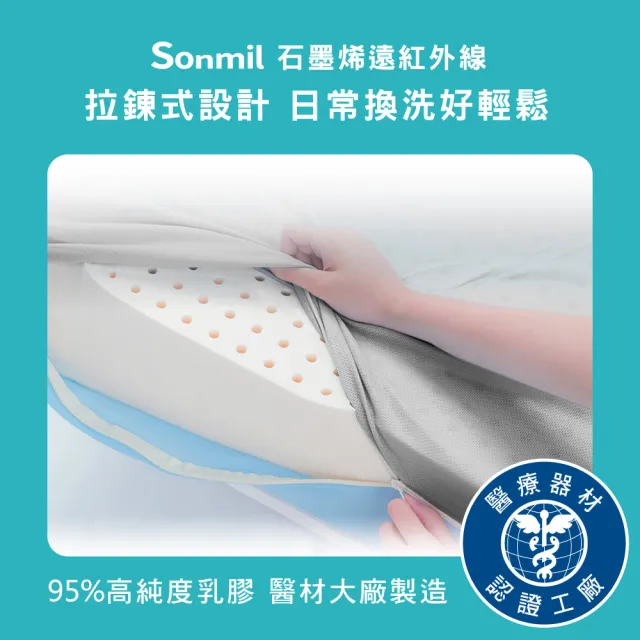 【sonmil】石墨烯雙效95%高純度乳膠床墊3.5尺7.5cm單人加大床墊 吸濕排汗(頂級先進醫材大廠)