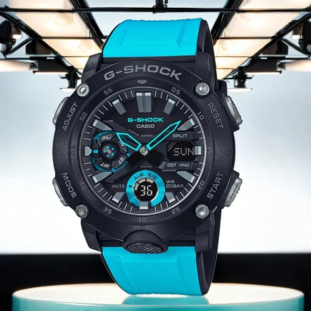 【CASIO 卡西歐】G-SHOCK 雙顯計時手錶 碳纖維核心防護(GA-2000-1A2)