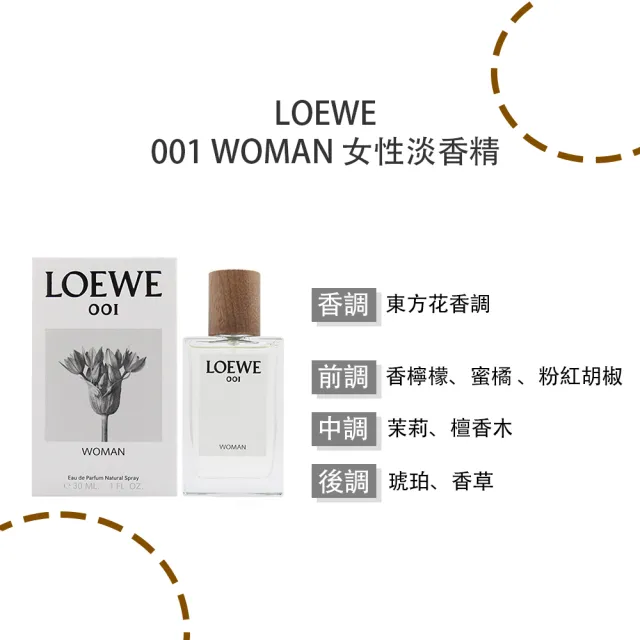 【LOEWE 羅威】001 WOMAN 女性淡香精/淡香水 30ml(多款任選 國際航空版)