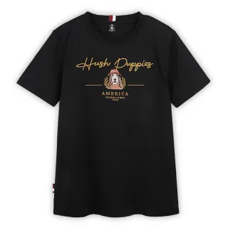 【Hush Puppies】男裝 T恤 精緻刺繡毛衣狗圖騰T恤(黑色 / 44111105)