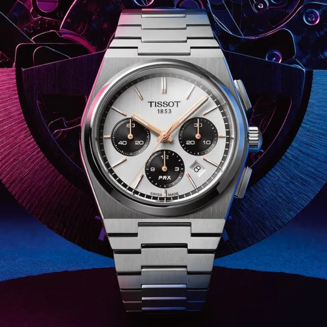 【TISSOT 天梭】官方授權 PRX系列 熊貓 70年代復刻計時機械錶-42mm 新年 禮物 推薦(T1374271101100)