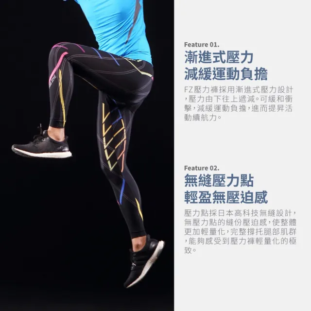 【FREEZONE】現貨 彩虹I 印花輕量無縫壓力長褲 男款-FZ800II型(緊身機能壓縮/運動瑜珈/慢跑登山/健身重訓)
