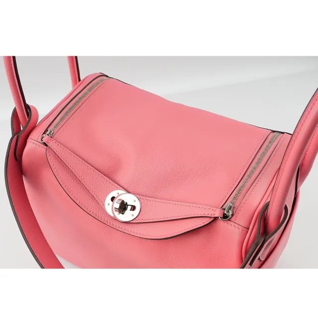 【Hermes 愛馬仕】銀釦 EVERCOLOR Lindy 26cm_展示品(夏日玫瑰粉)