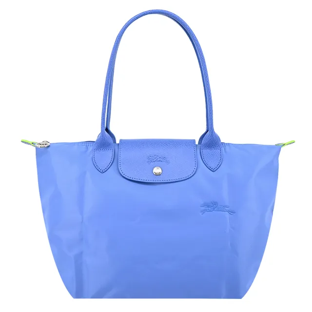 【LONGCHAMP】LE PLIAGE GREEN系列刺繡長把再生尼龍摺疊水餃包(中/多色選)