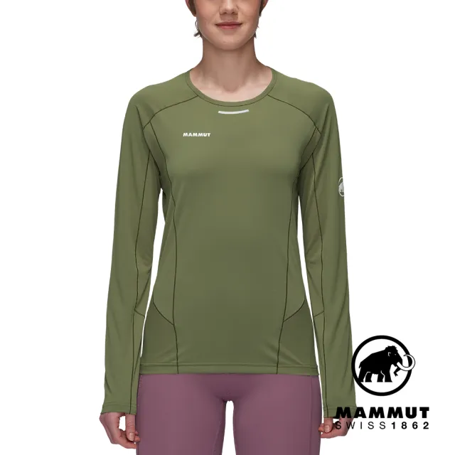 【Mammut 長毛象】Aenergy FL Longsleeve Women 輕量抗菌長袖排汗衣 沼澤綠 女款 #1016-01380