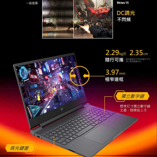 【HP 惠普】15吋 i5-13500H RTX4050-6G 電競筆電(Victus Gaming 15-fa1038TX/16G/512G SSD/W11)