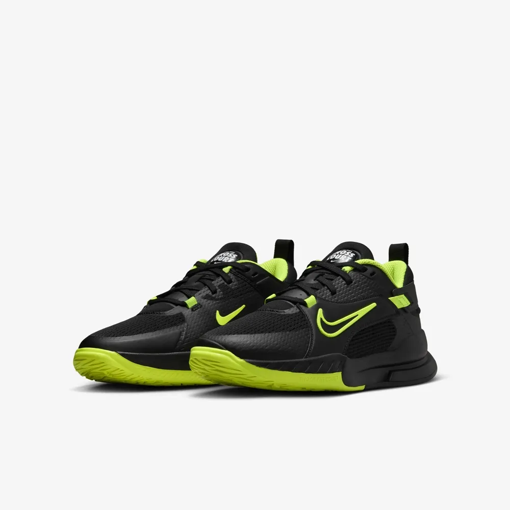 【NIKE 耐吉】運動鞋 籃球鞋 童鞋 女鞋 中童 大童 男鞋 NIKE KIDS CROSSCOURT GS 黑 綠 透氣(FN2231001)