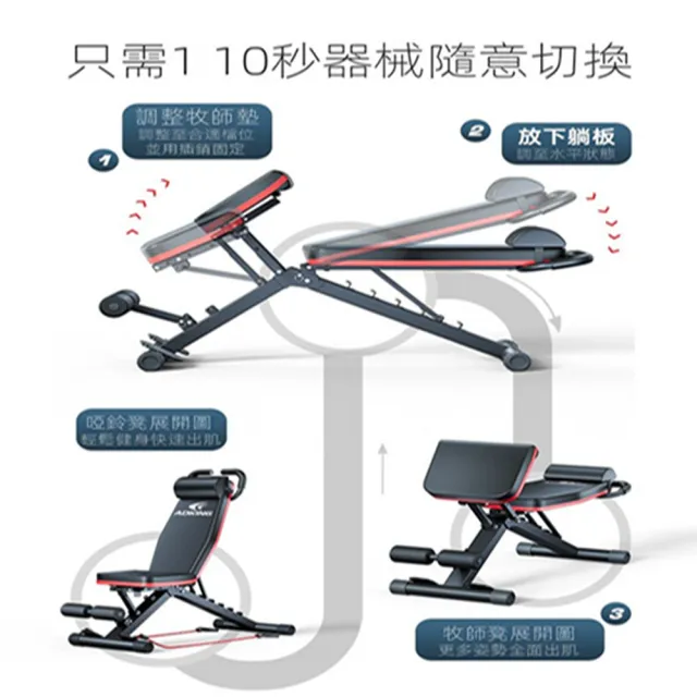 【adking旗艦店】啞鈴凳臥推 家用健身椅 健腹機 牧師凳 仰臥板(升級11合1 全折疊免安裝 預購15天)