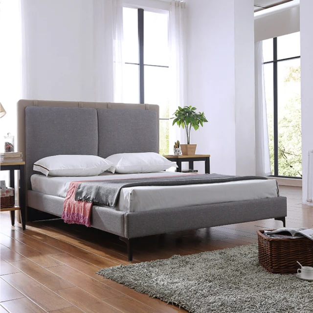 文創集 美斯六抽6尺雙人加大貓抓布床台組合(床頭片＋六抽床底