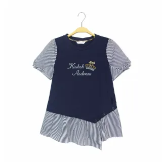 【Kinloch Anderson】條紋造型拼接短袖上衣 金安德森女裝(KA1183003 藏青/白)