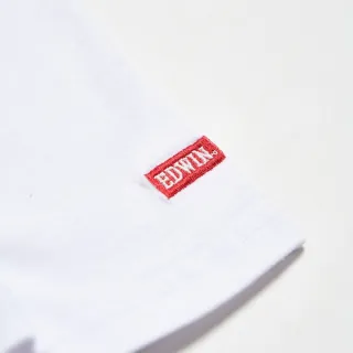【EDWIN】女裝 秀氣小印花薄長袖T恤(白色)