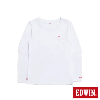 【EDWIN】女裝 秀氣小印花薄長袖T恤(白色)