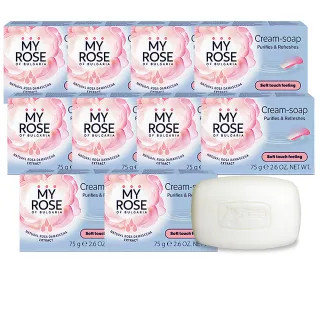 【保加利亞MY ROSE】經典玫瑰保濕乳霜香皂75gx10(總代理公司貨)