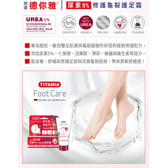 【TITANIA】德你雅尿素5%修護龜裂護足霜30mlx10(總代理公司貨-效期2028/09)