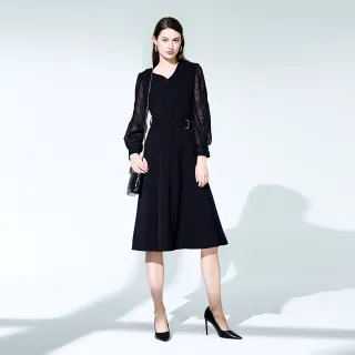 【KERAIA 克萊亞】午夜黑優雅拋袖洋裝