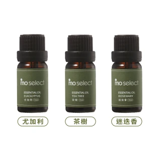 【mo select】100%植物精油3入草本調超值組 10ml(尤加利/迷迭香/茶樹)