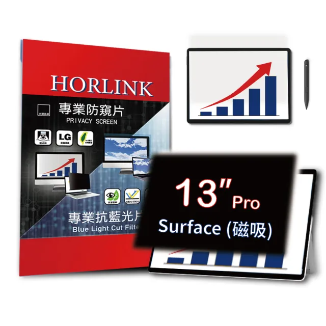 【HORLINK】Surface Pro 13吋 磁吸式螢幕防窺片(防窺/抗藍光/抗眩光/螢幕保護)