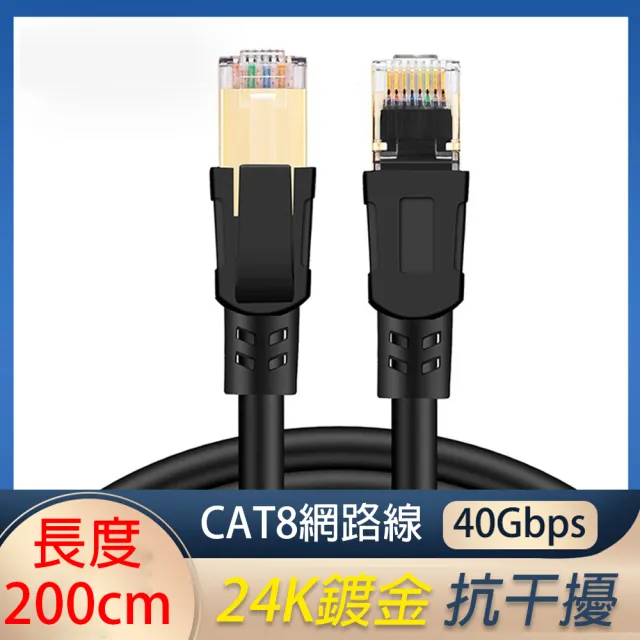 【CHOSEN】CAT8電競級極速傳輸40Gbps網路線 支援RJ45攝影機POE供電交換器路由器(長度2米)