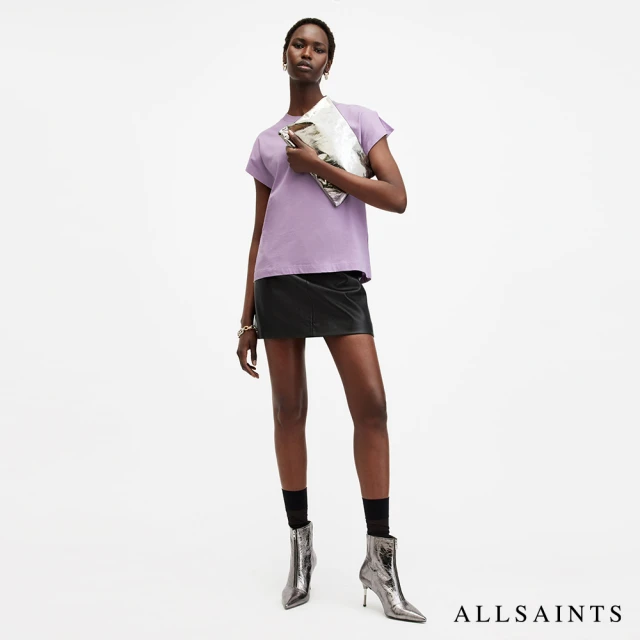 ALLSAINTS RUE 純棉開岔短袖T恤-紫 W185JB(常規版型)