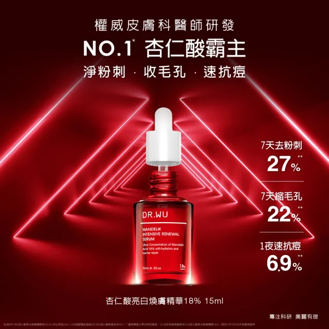 【DR.WU 達爾膚】杏仁酸亮白煥膚精華18% 15ML