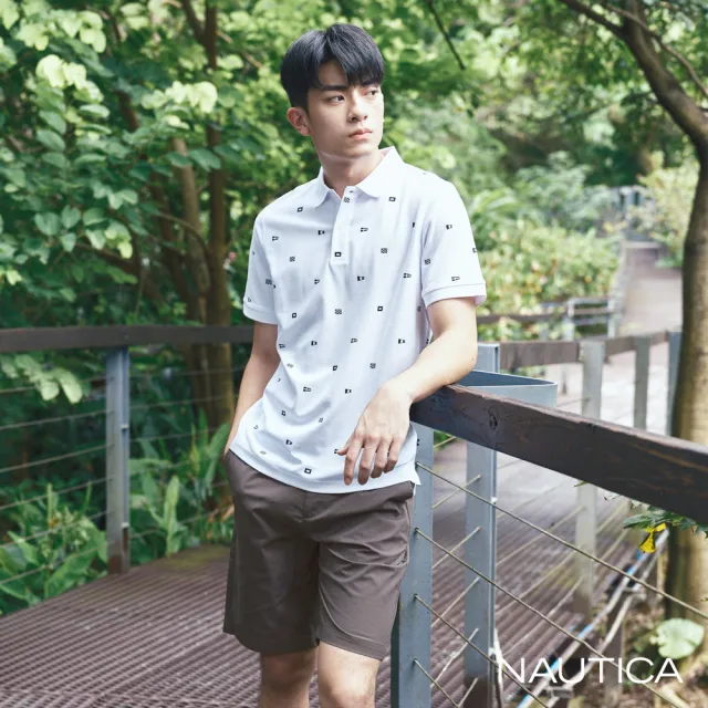 【NAUTICA】男裝 百搭彈性素面短褲(灰色)