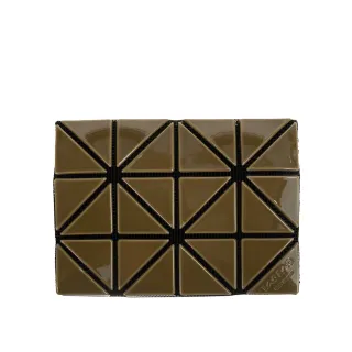 【ISSEY MIYAKE 三宅一生】BAOBAO 新雙色亮面絢彩3x4 幾何方格卡夾(KHAKI×LIGHT KHAKI)