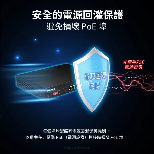 【EDIMAX 訊舟】GS-1008PL-V2 長距離DIP Smart 8埠Gigabit PoE+乙太網路交換器