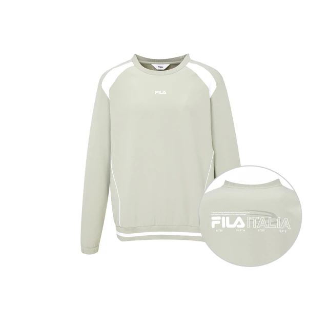 FILA 男長袖圓領平織上衣-灰綠(1TEY-5101-OV)