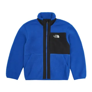 【The North Face 官方旗艦】北面兒童藍色舒適保暖休閒立領抓絨外套｜8AZGCZ6