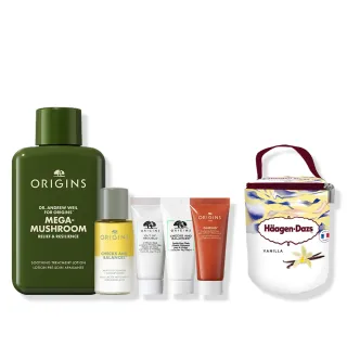 【ORIGINS 品木宣言】青春無敵元氣旅行組(靈芝水50ml+潔面慕絲15ml+奇蹟面膜15ml+元氣乳15ml+潔顏油15ml)