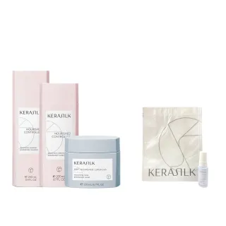 【KERASILK】粗硬自然捲好整理組☆質順柔緻洗髮精+髮護+髮膜(粗硬毛躁、自然捲髮質適用/深層滋養/柔軟滑順)