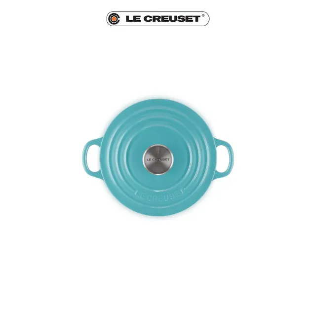 【Le Creuset】琺瑯鑄鐵鍋圓鍋 18cm(土耳其藍-鋼頭-內鍋黑)