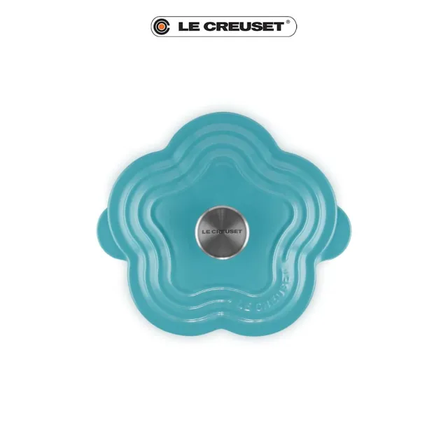 【Le Creuset】琺瑯鑄鐵鍋山茶花鍋20cm(土耳其藍-鋼頭-內鍋黑)