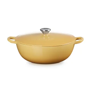 【Le Creuset】琺瑯鑄鐵鍋媽咪鍋 26cm(溫桲黃-鋼頭-內鍋黑)