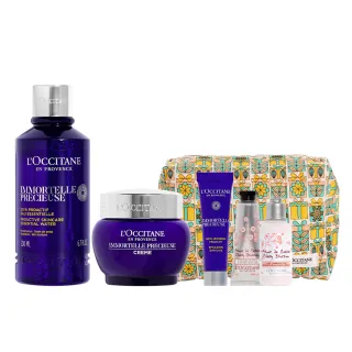 【L’Occitane 歐舒丹】蠟菊精華保濕組(精華露200ml+精華霜50ml 送機能乳10ml/抗老/化妝水/保濕霜)