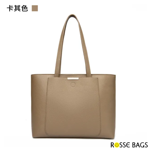 【Rosse Bags】潮流女士外出大容量通勤托特包 肩背包(黑色／米色／卡其色)